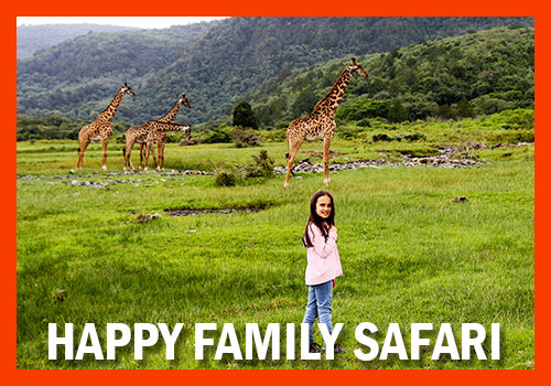 Happy family safari in Tanzania with children