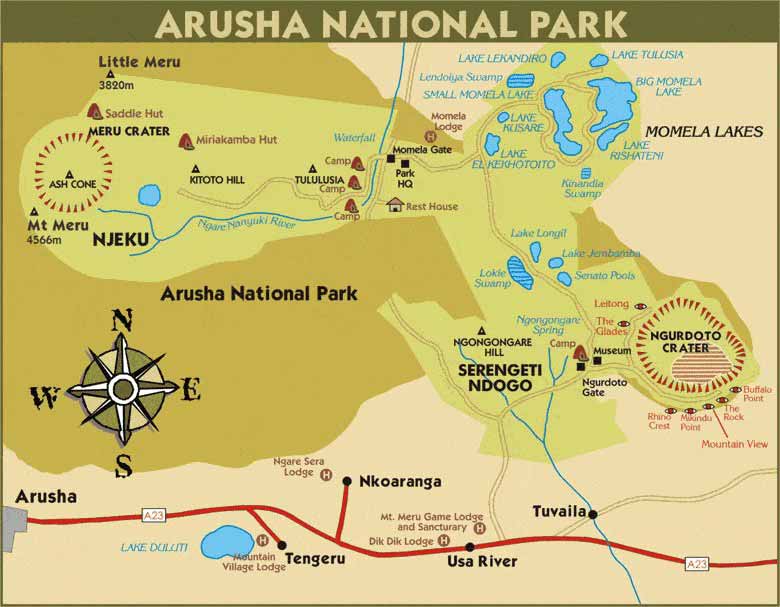 Plan du parc d'Arusha